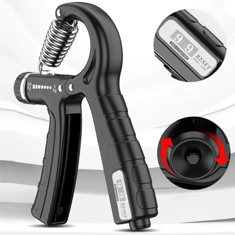 Automatic Counting Hand Gripper Adjustable Resistance Automatic Counting Non-Slip Hand Grip Strength Trainer Fingers Wrist Forearm Exerciser Workout Gear Home Gym Exercise Equipment Hand Gripper 5-60KG Automatic Non-Slip hand strengthen