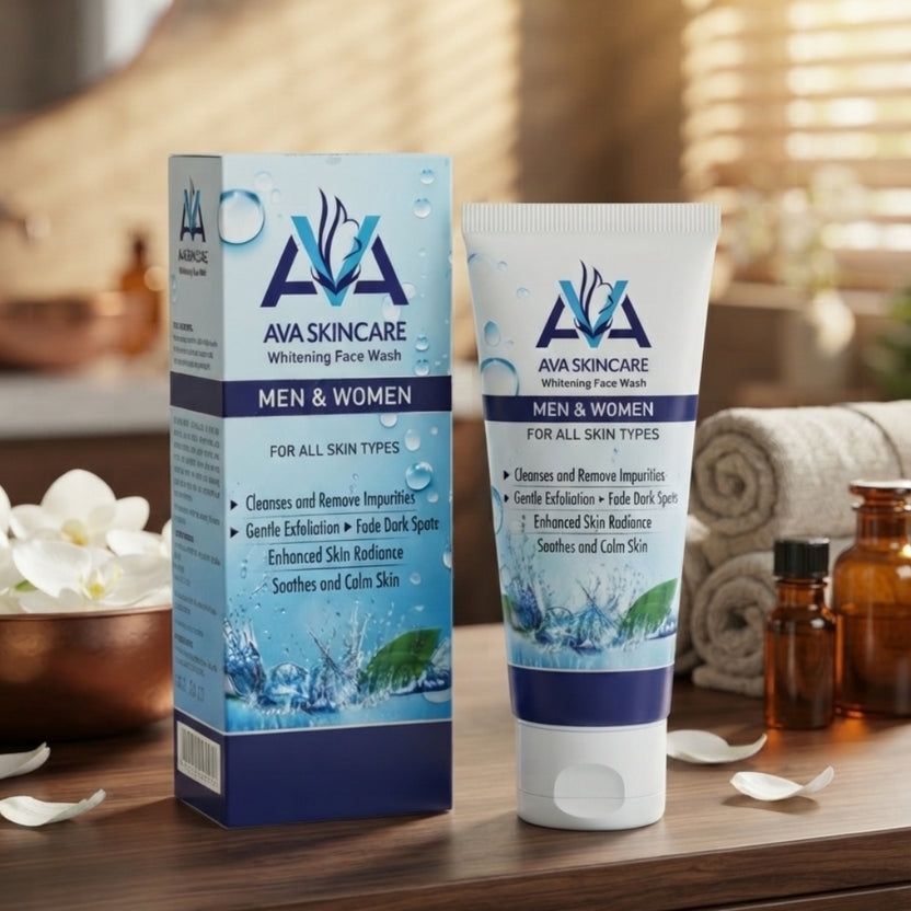 AVA Skin Care Whitening Face Wash | Gentle Brightening Facial Cleanser for Daily Use | Deep Pore Cleansing & Glowing Skin Formula for All Skin Types