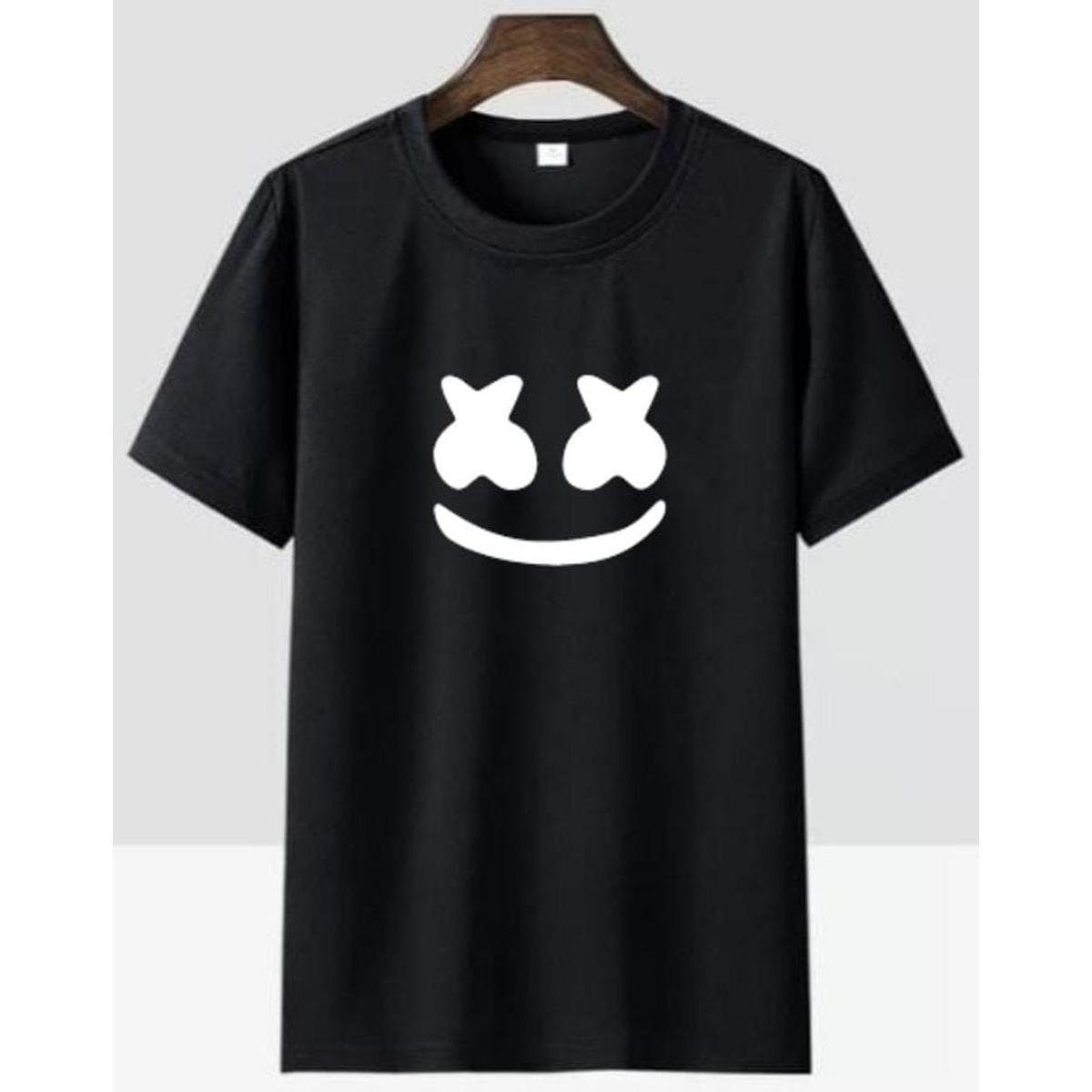 Half Sleeves Round Neck Cotton Marshmallow Printed T Shirt for Men