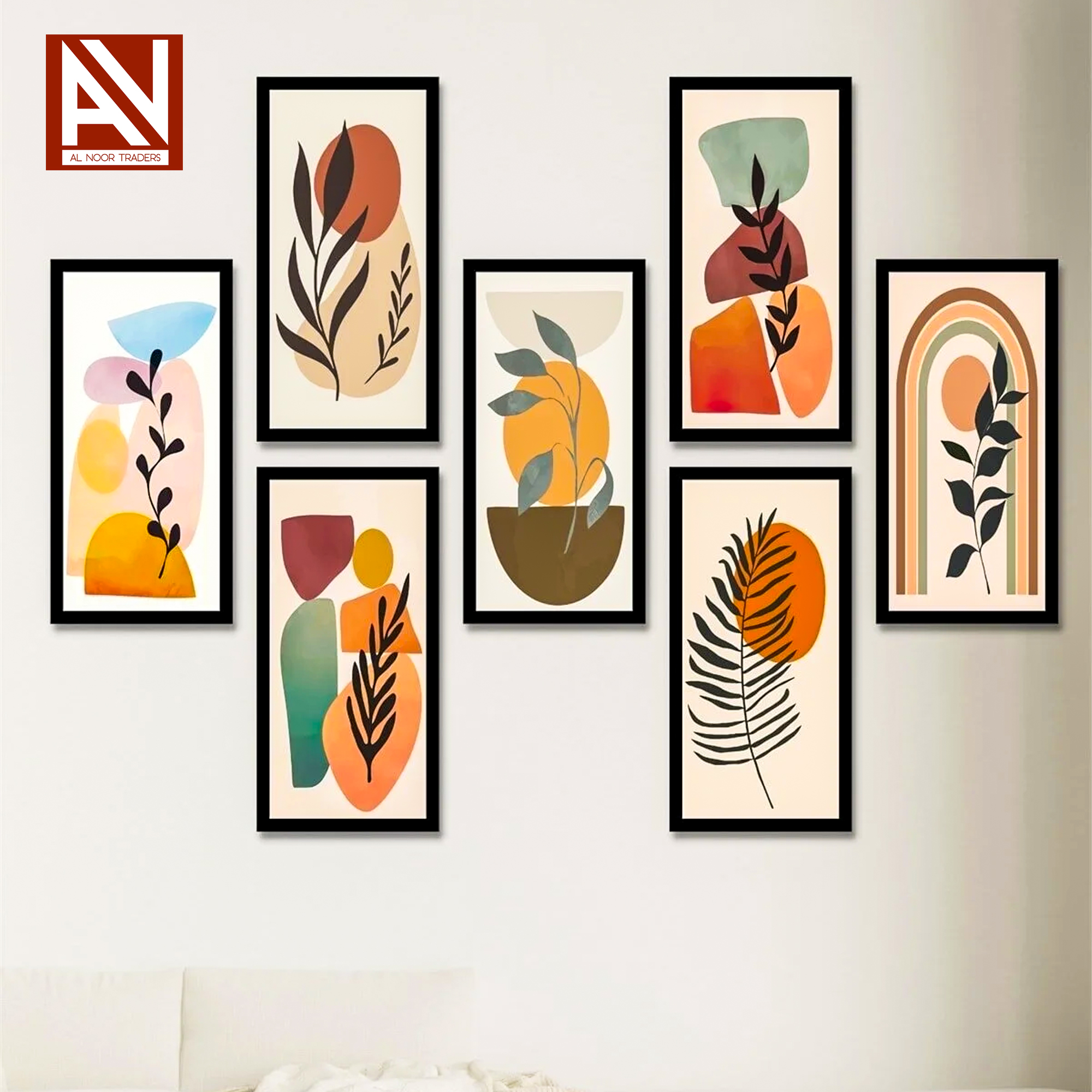 1 To 7-Piece Bohemian Leaves Wall Decor - Wooden Canvas with Sticky Printed Wall Decoration Items - Picture Set for Living Room, Bedroom, Kitchen, Office, Hallway Home Décor – Wall Decoration - wall decoration items for wall hanging - decorations pieces
