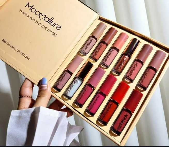 Mocallure Matte Lip Gloss Set – 12 Pcs Long Lasting Waterproof & Moisturizing Lip Tint Book Kit for Girls & Women