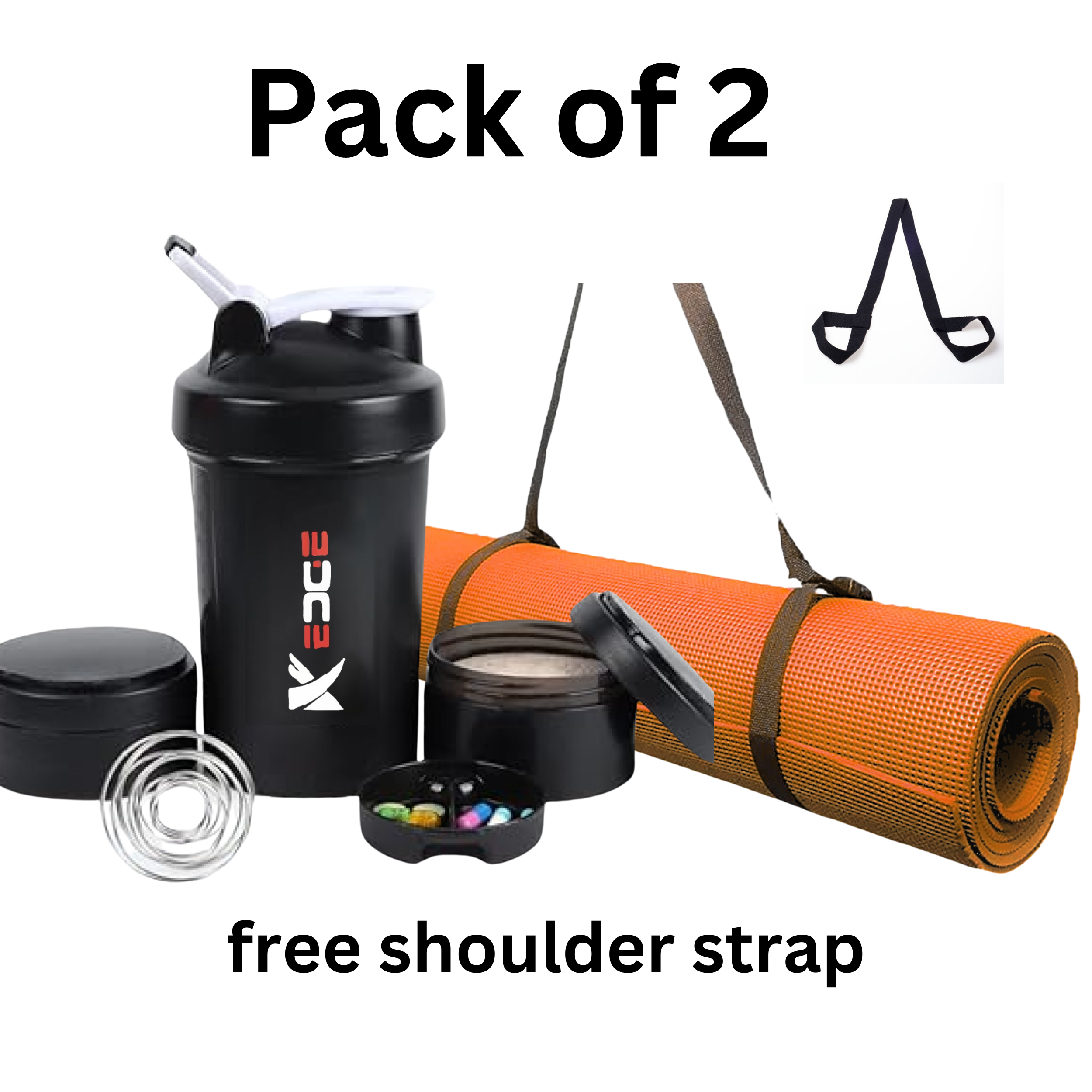 Best Yoga Mat 10mm with Protein shaker Bottle Best Quality yoga mats / best Prices Anti slip mats with free Shoulder Strap for Exercise and fitness. for men and women the  Fitness Combo. Fitness Zone