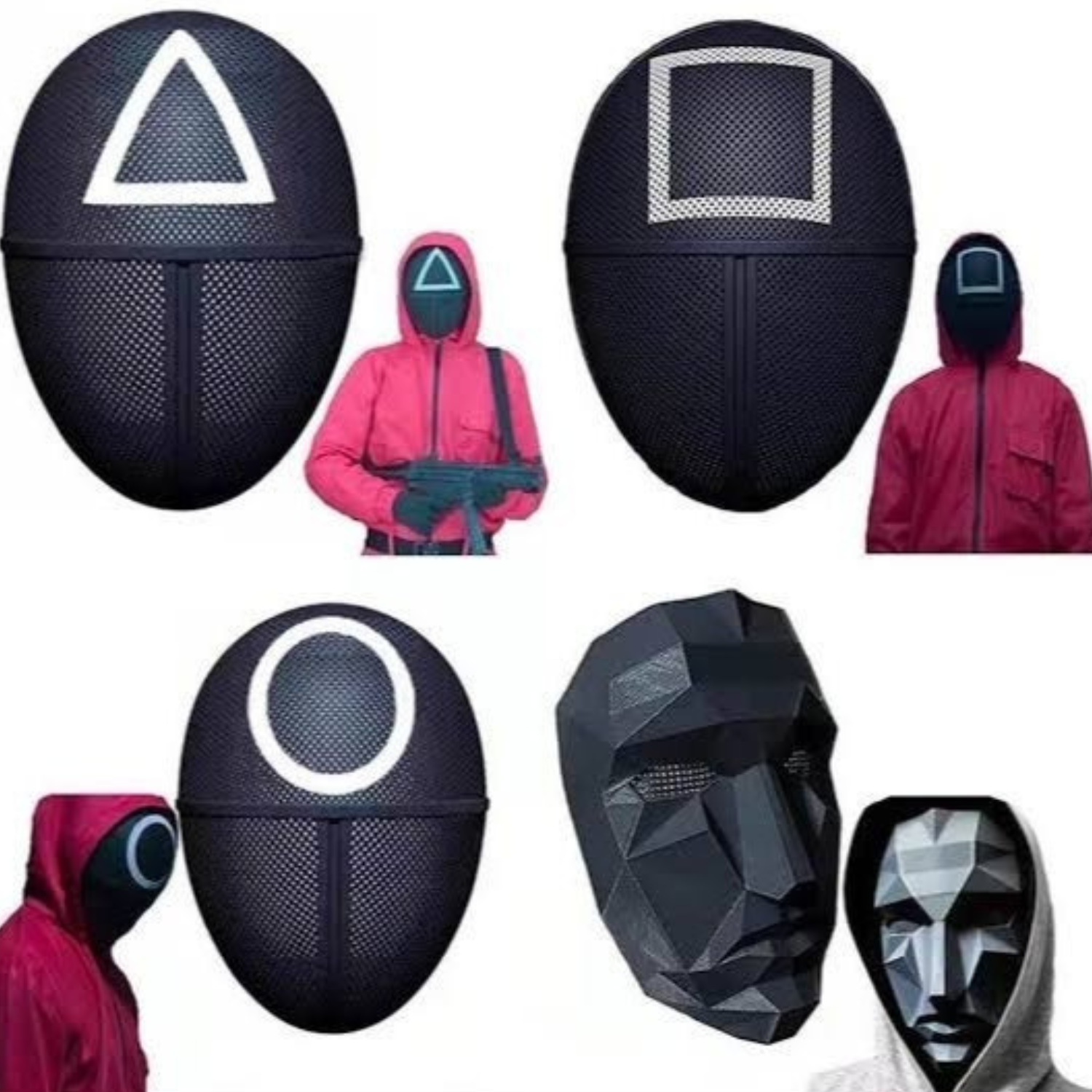 Squid Game Mask Collection | Front Man, Guard (Triangle, Square, Circle) | Halloween, Cosplay & Costume Party Masks for Kids & Adults