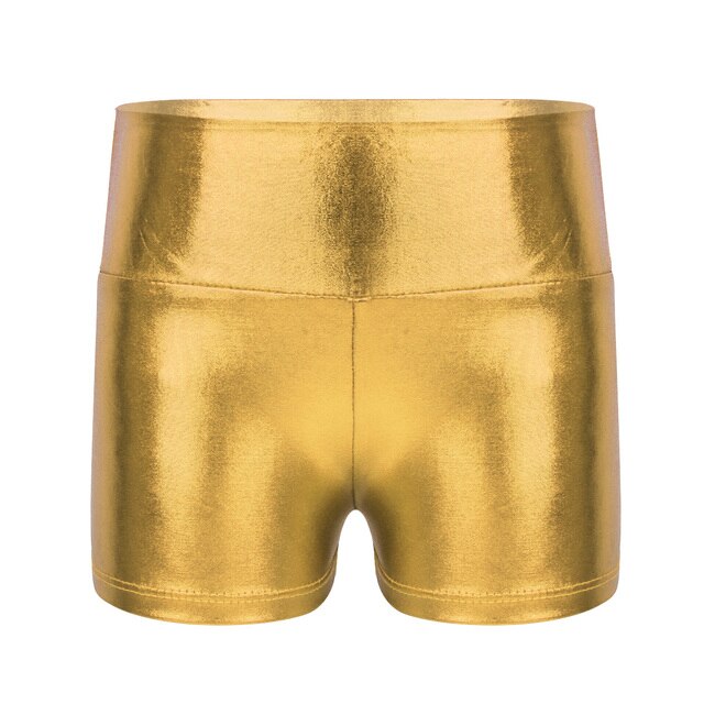 Workout Shorts Metallic Gold Biker Shorts Alvivi Women Shiny