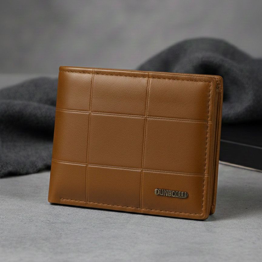 Men’s Premium Check Pattern Leather Wallet – Stylish Bifold Design | Available in Black, Brown & Chocolate