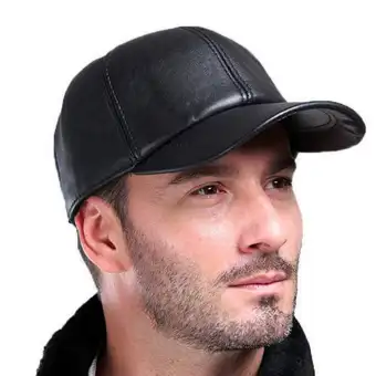 Leather cap black Clearance