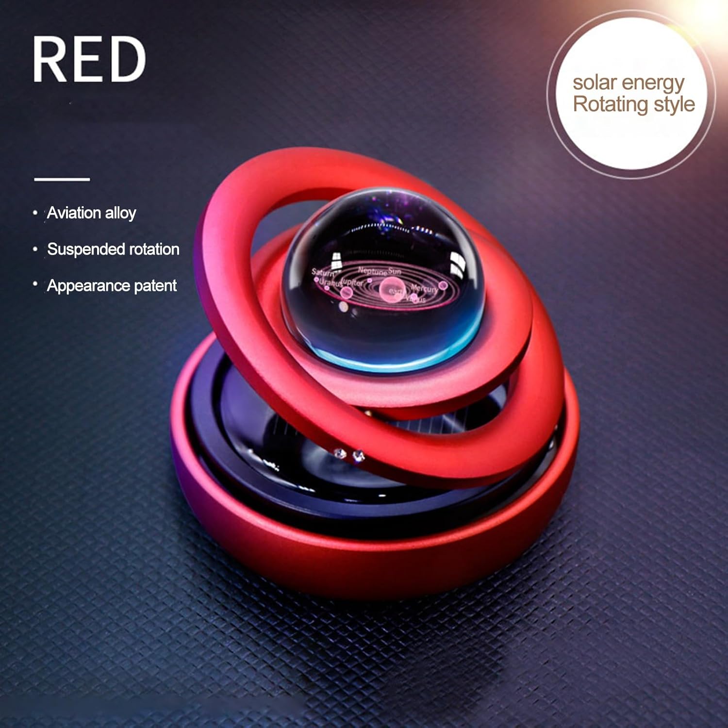 Crystal Ball Rotating Solar Powered Car Dashboard Air Freshener Perfume