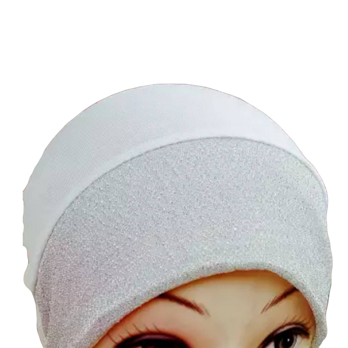 Glitters White  Muslim Headscarf Iner Hijab Caps Wraps Women Islamic Under Scarf Ninja Scarf Ramadan Stretch Cotton Bonnet Caps Full Cover Islamic Hat