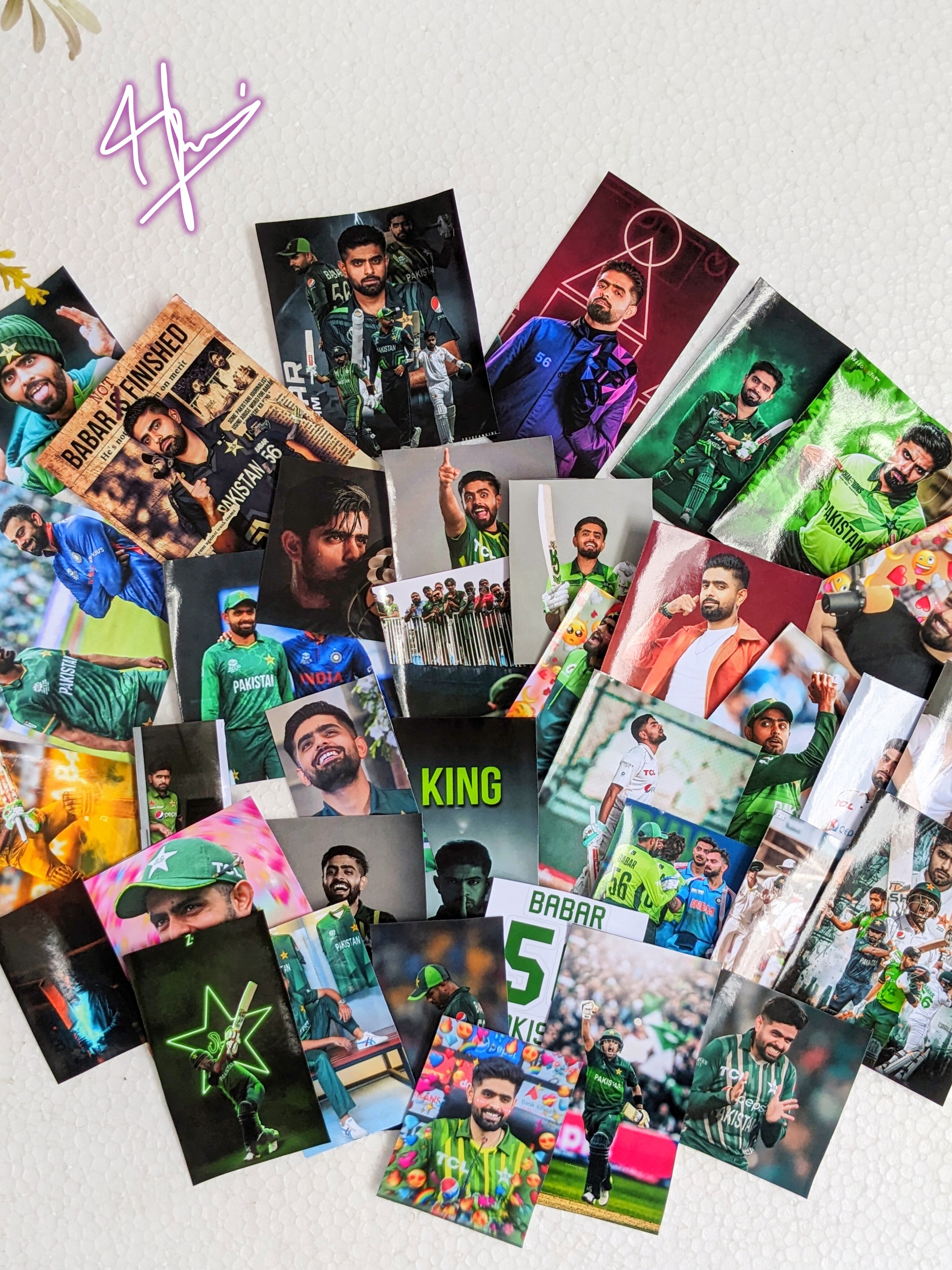 Babar Azam Sticker (10/20/30/40 Pack) Premium Glossy Babar Azam Stickers In Very Reasonable Price
