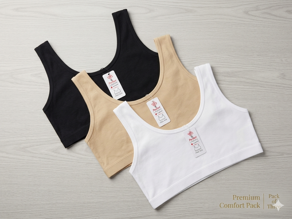Pack of 6 | 3 | 1 Non Padded Cotton Half Camisole Half Shameez for Girls – Soft Stretch Breathable Crop Tank Bra | Teenagers Training Bra Biddies | Wireless Pull Over Comfort Vest (Free Size 28–34 Bust) Training Bra Biddies