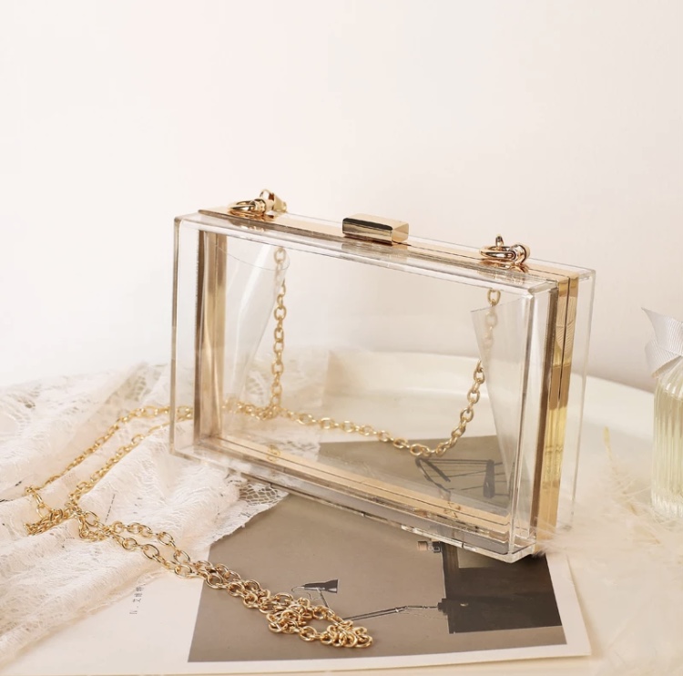 Gold on sale clear purse