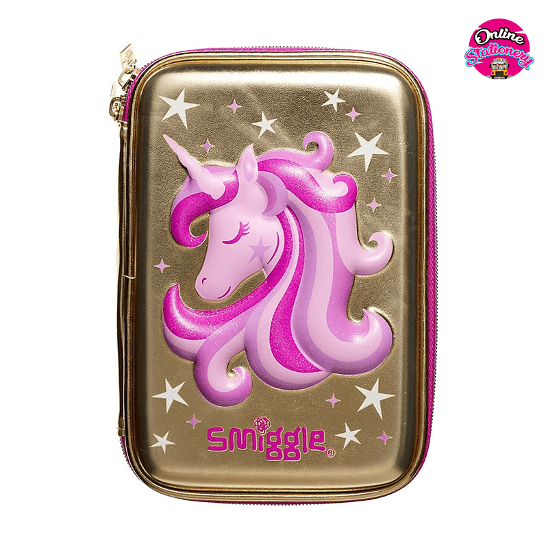 3D Disney Smiggle Gold Unicorn Hardtop Pencil Case Layer Large