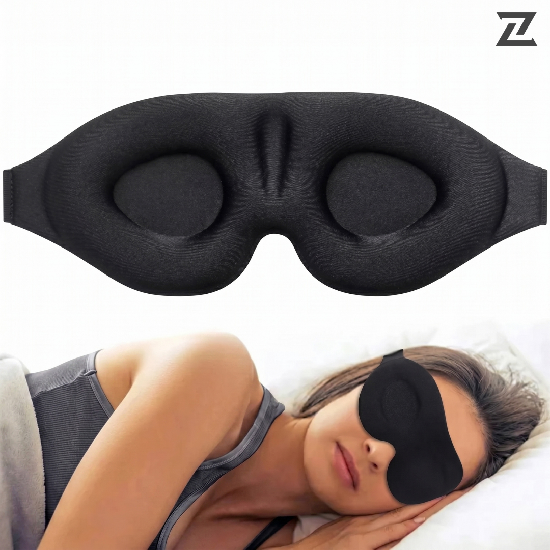 ZEXT 3D PRO Eye Mask | No Pressure on Eyes | 100% Light Blocking Sleep Mask | Breathable Contoured Eye Mask | Soft Adjustable Eye Cover for Men & Women | Black