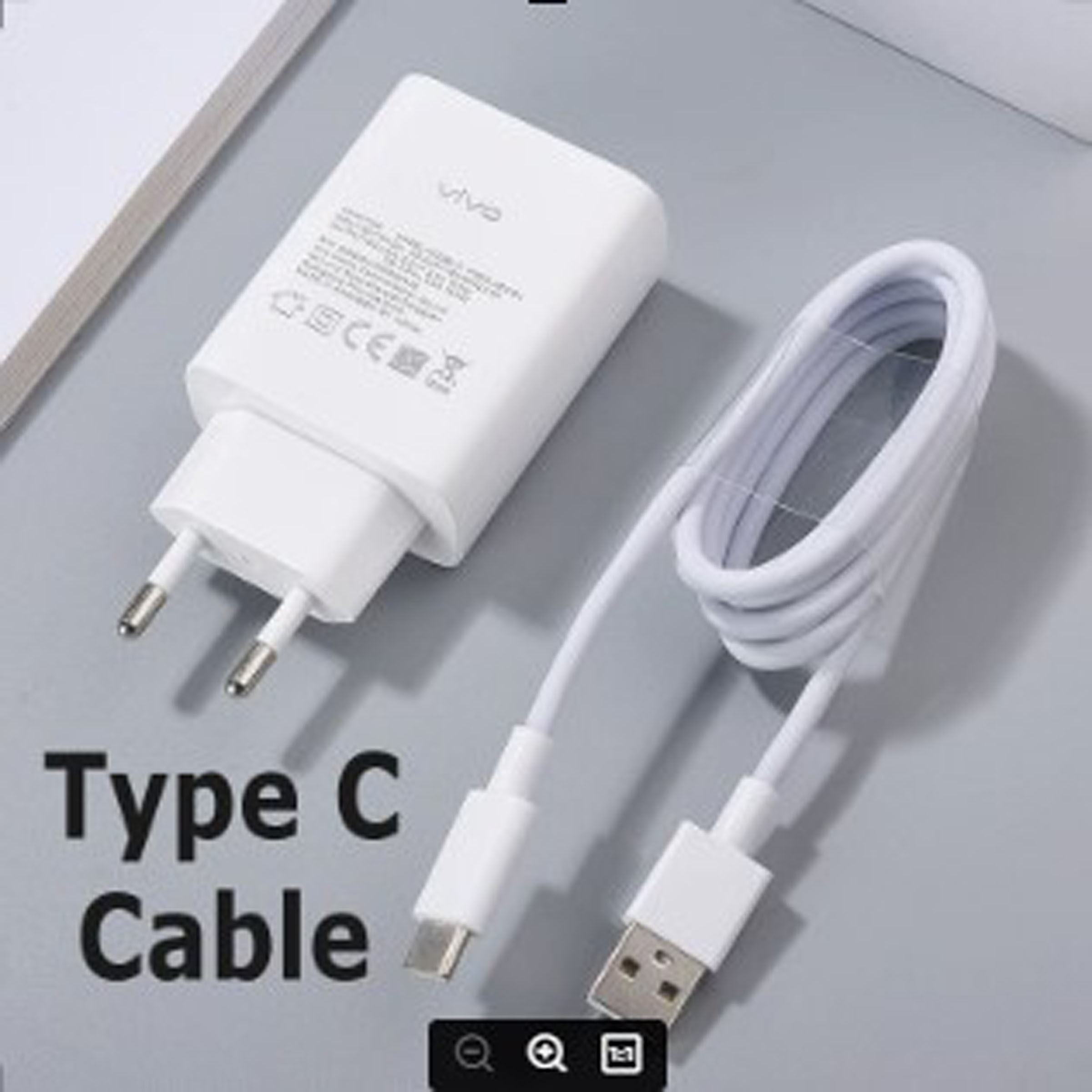 Original Vivo 18W Fast Charger Adapter - Quick Charge 3.0, Dual Engine, with Type C and Micro Data Cable
