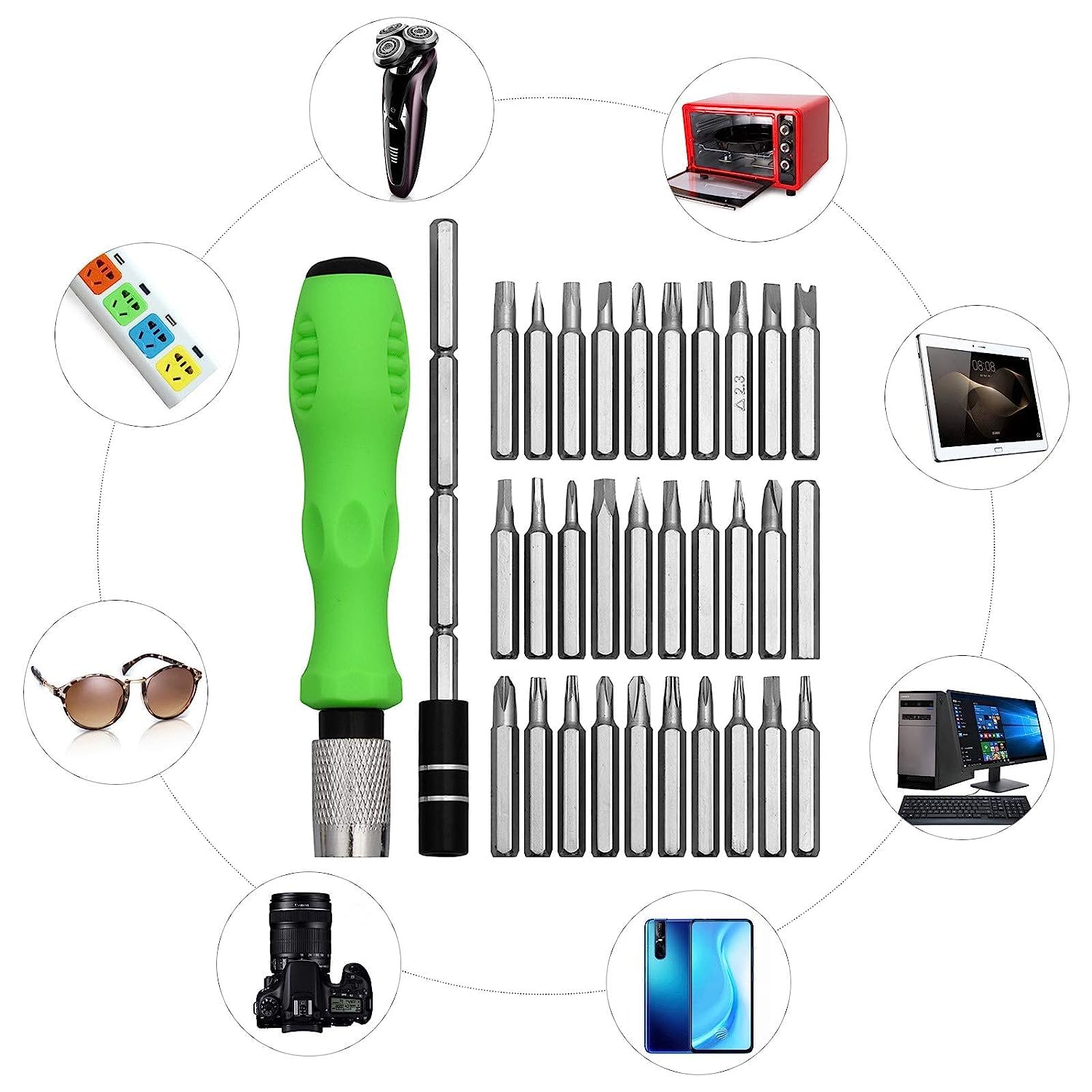Electronic Spices 32 In 1 Screwdriver Tool Set Tool Kit For Mobile, Laptop Repairing & Repair Tool Kit - Multicolour