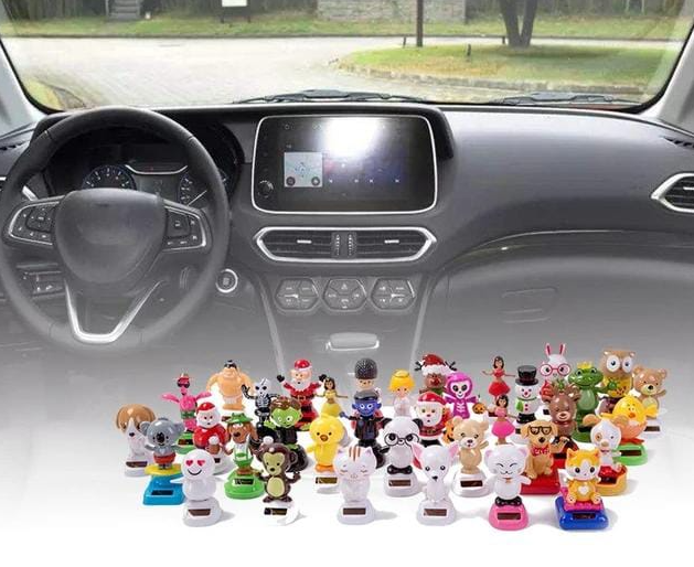 Car Decoration Cartoon Design Solar Power Dancing Toys Bunny Car Shaking Head Dancer Doll Cute Bunny Toys Gift for Car Dashboard Office Desk Decor
