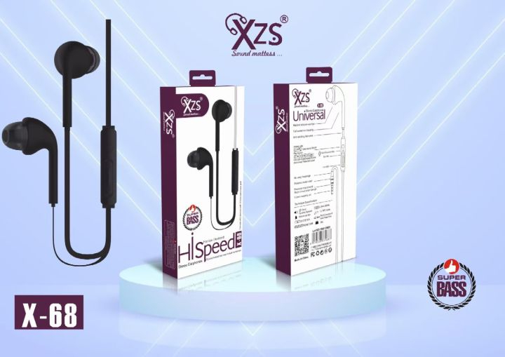 Original XZS Super Bass Hi Speed X-68 Stereo Earphones Handsfree / Xzs X68 handsfree / High Bass Gaming Universal Handsfree - X68