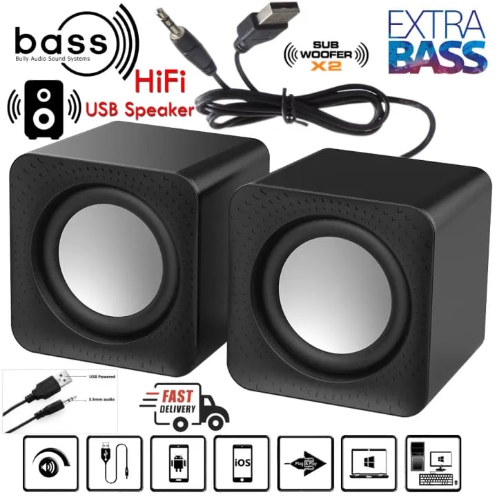 HiFi Speaker , Computer Speaker with Volume Control Wired USB Speaker 3D Stereo Speaker Gaming Speaker HiFi Subwoofer Portable Speaker for TV PC Laptop Smartphone