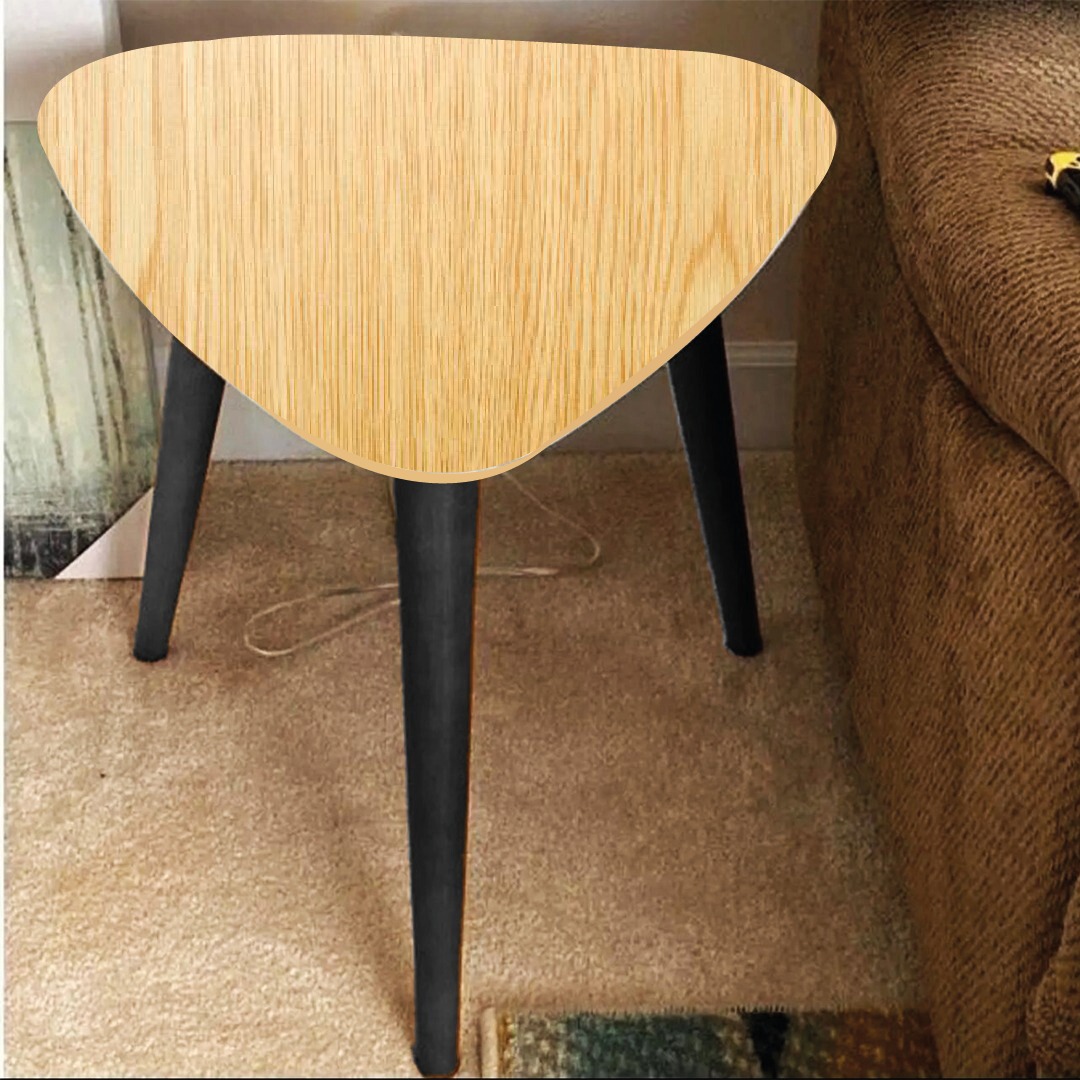 METALLO Triangle side table for room, Coffee table for Living Room White