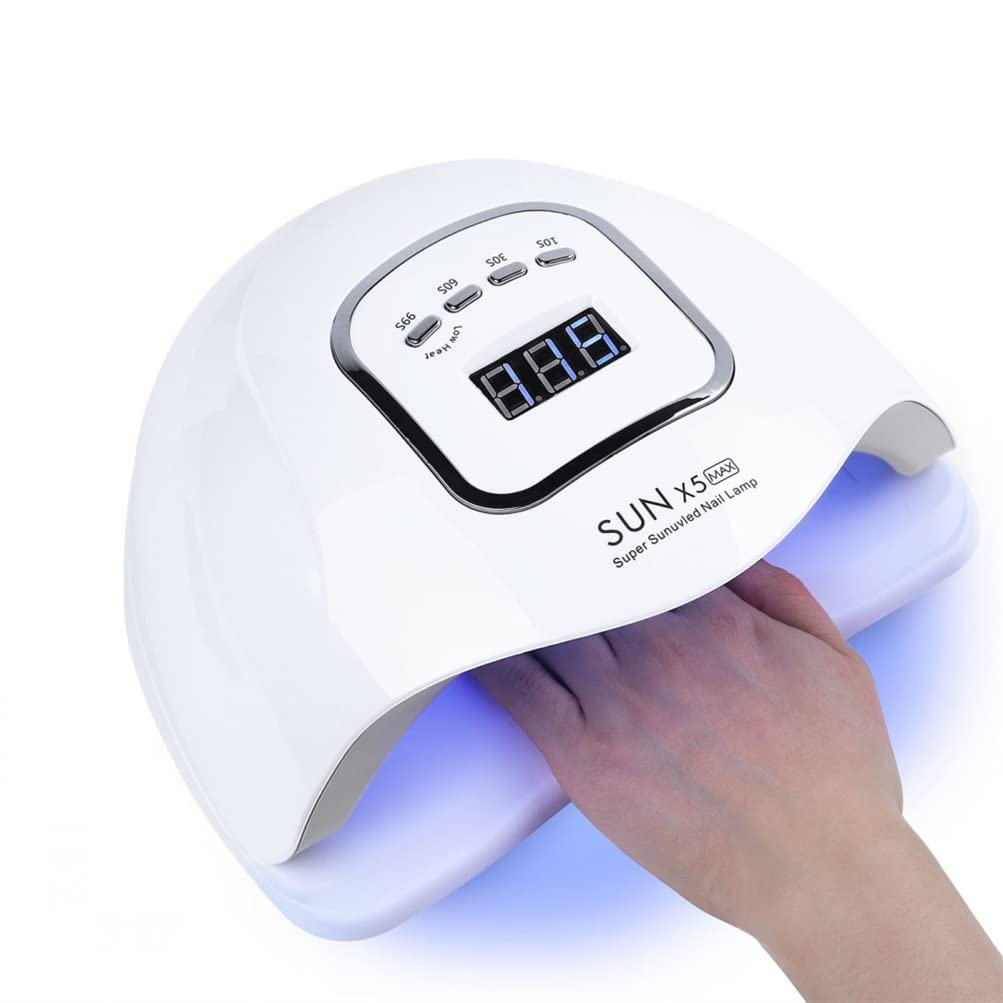 High Power SUN X5 MAX 180W White Automatic Induction Sun X5 MAX UV LED Lamp Nail Dryer - 180W, 45 led bulb Mini Size with Smart Auto Sensor, USB Plug, and LED UV Dual Light Source for Nail Art, Gel Nail Polish, and Curing.