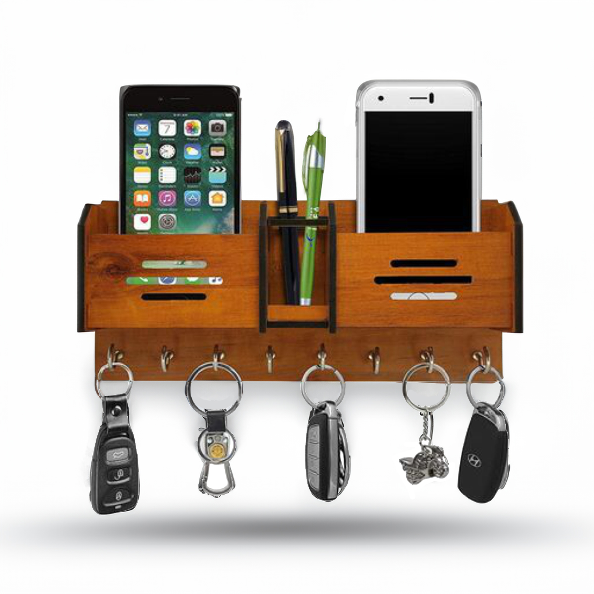 3 Shelf Wooden Wall Mounted Key Holder Rack for Home Decor and Storage Organizer