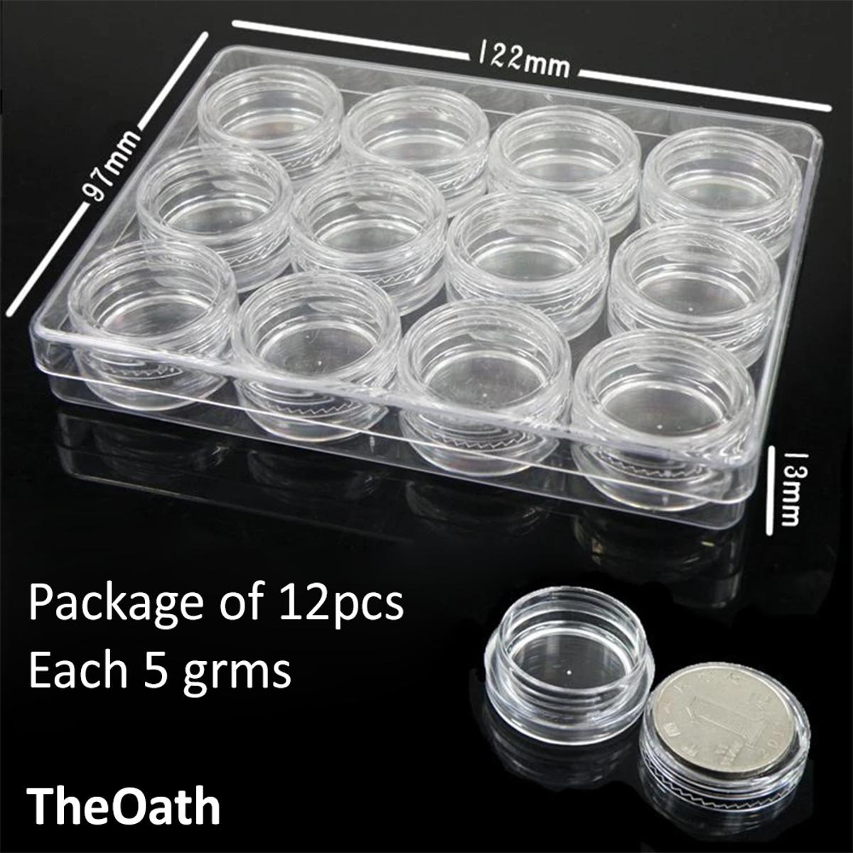 12pcs 5grams Empty Cosmetic Plastic Containers with Lid Clear for Cream Makeup Lotions Lip Balm Eyshadow Sample Glitter Storage, Mini Refillable Travel Jars Small