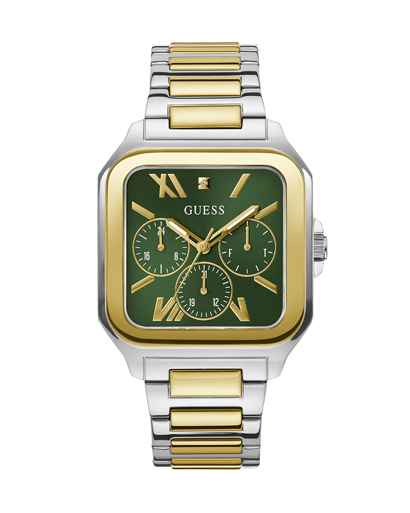 Guess Dress Chronograph Multifunction Green Dial Two Tone Steel Strap Watch For Men - GW0631G1