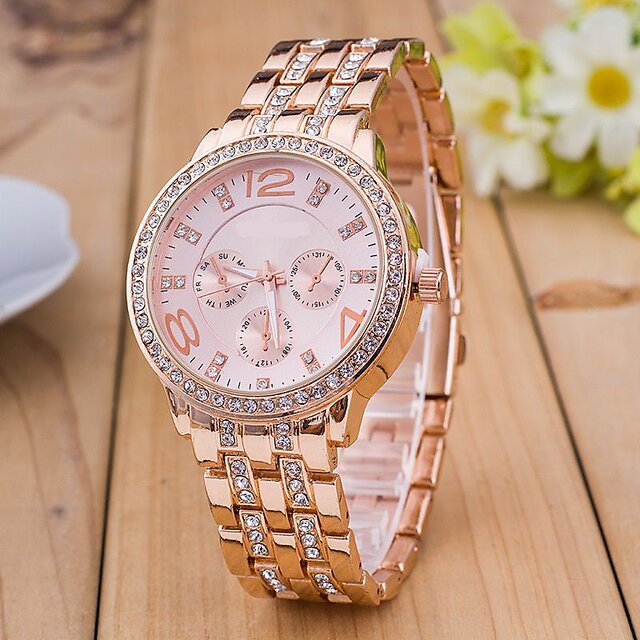 Geneva famous Ros gold crystal casual Quartz watch for women