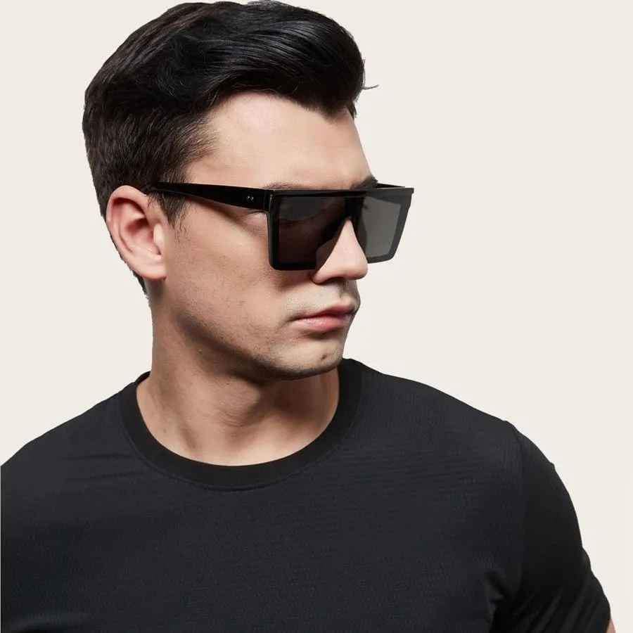 New Arrival Guru Square Fashion Sunglasses For Men Full Black and Brown / Glasses for Mens