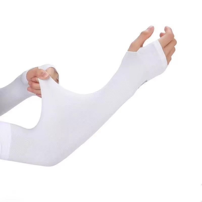 1 Pair Sleeves With Thumb Whole Free Size for Sun Block Anti Slip Summer Outdoor Riding Sunlight | Arm Sleeves | Thumb Sleeves | Sleeves for Girls | Sleeves for Boys Sports UV Sunscreen Protection Running Cycling Driving Sleeve