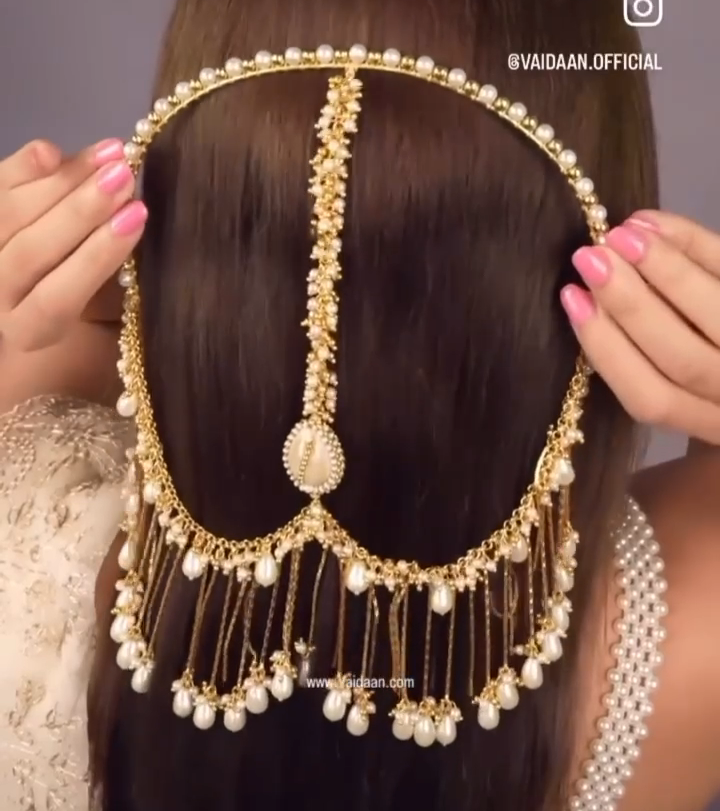 Head Chain For Women Gold Color Pearl Tassel Bridal Rhinestone Hair Chain Headdress Wedding Accessories Headpiece