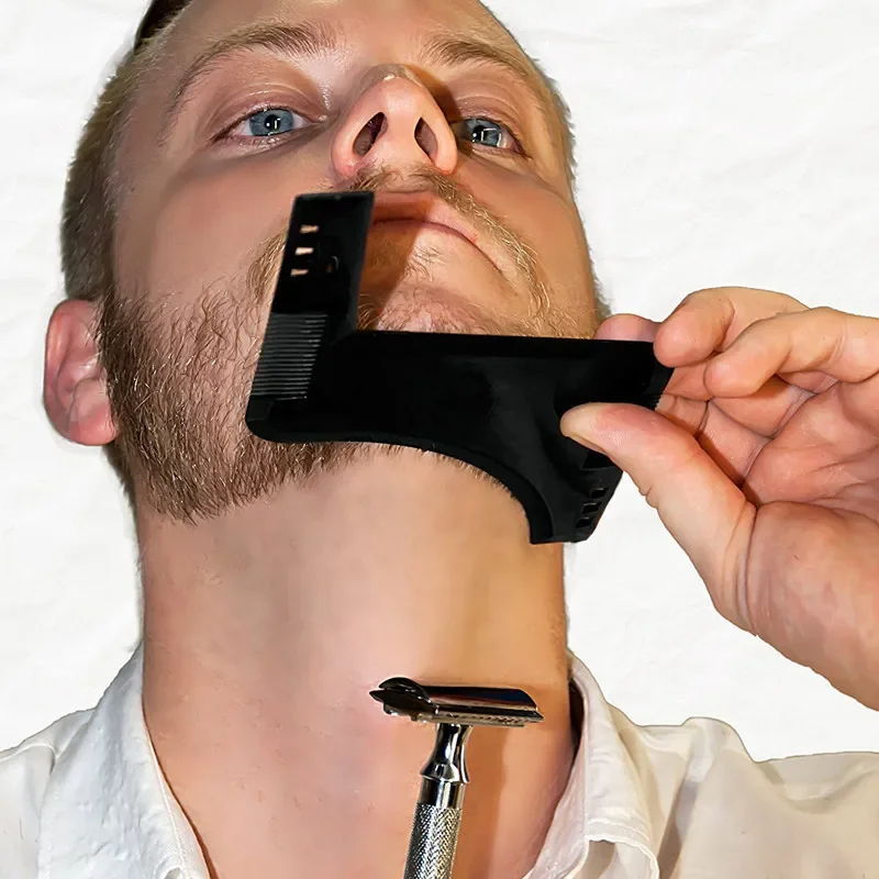 Hot 1PCS High Quality Beard Shaping Styling Template PLUS Beard Comb All-In-One Tool ABS Comb for Hair Beard Trim Template