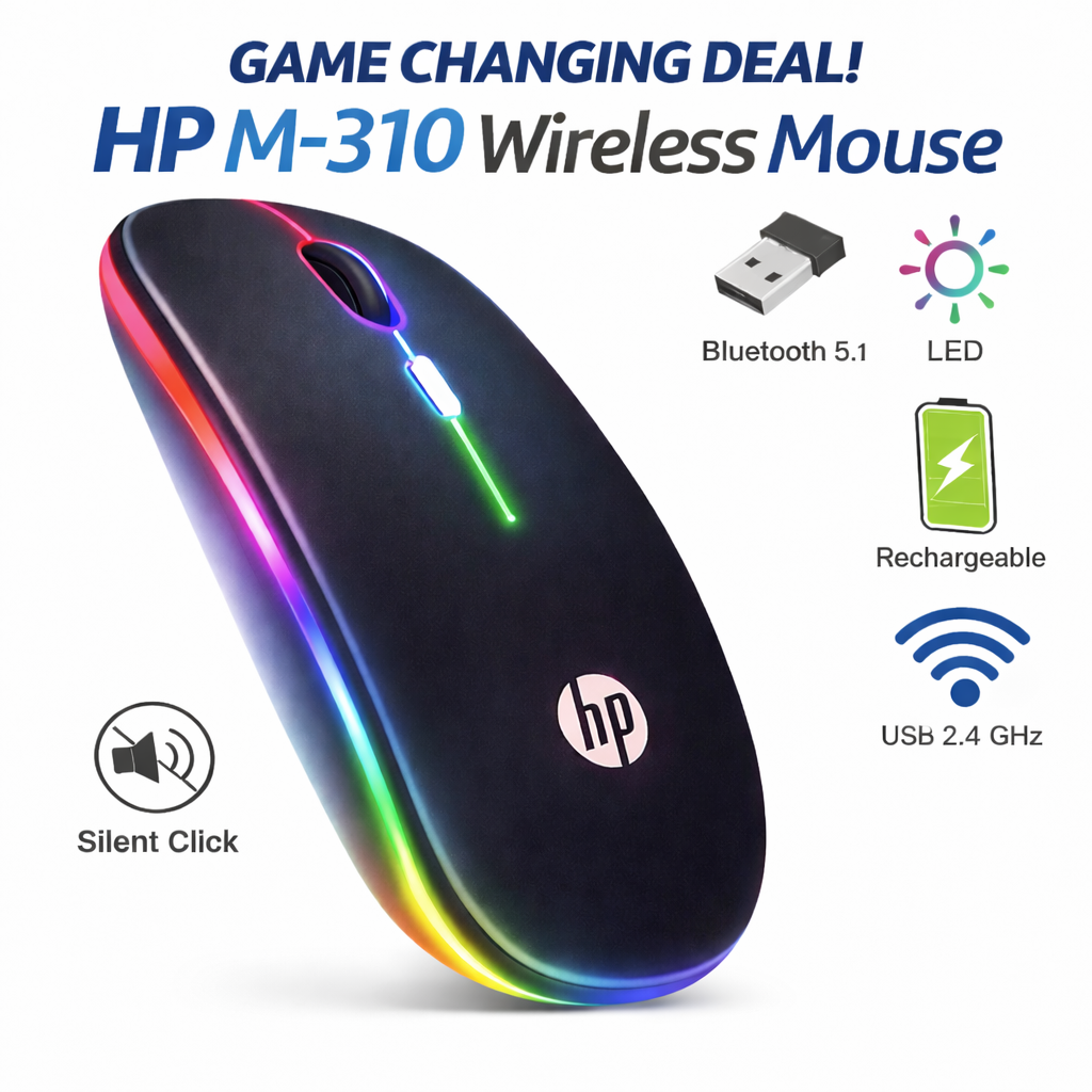 HPW10 Wireless Mouse | 2.4GHz USB Mouse | Silent Click | Adjustable DPI | Ergonomic Design | Laptop & PC Compatible