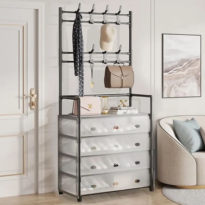 5-Layer Shoe & Suit Organizer Rack – Dustproof Portable Wardrobe Storage Cabinet for Shoes, Clothes, Coats, Hats & Bags