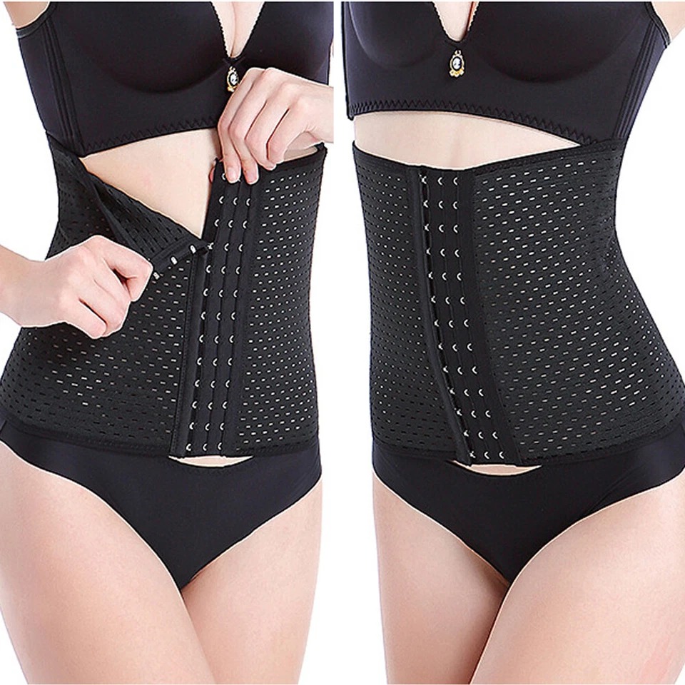 Women's Breathable Waist Shaper Trainer Tummy Slim Shapewear Corset Girdle Postpartum Belly Fat Control wrap Belt for Gym Exercise Body Shaper with Adjustable Hooks