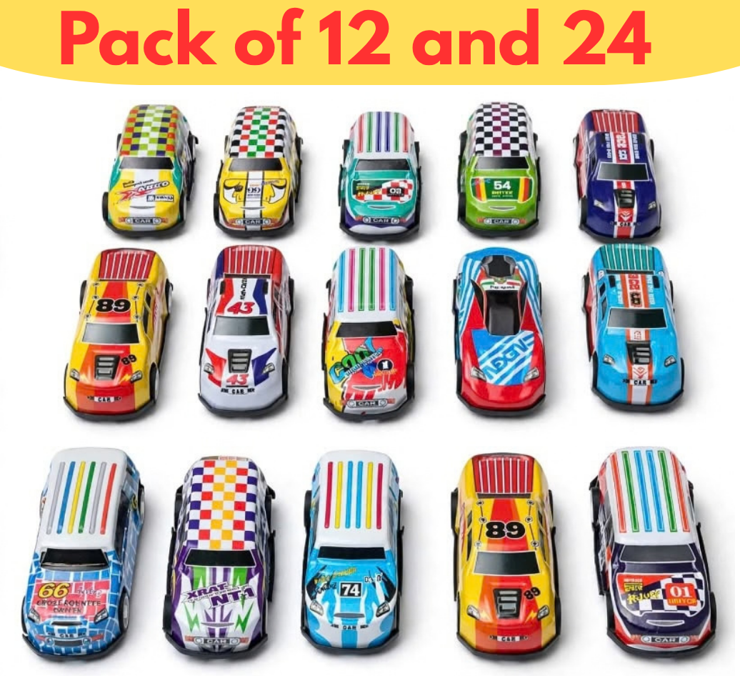 12 / 24 Alloy Car Model Diecasts Vehicle Toys For Kids Pull Back Metal Sheet Auto Racing Car Children Toy Gifts | Best Die Cast Cars | Best Gift For Children and Boys | Available in 12 Piece and 24 Piece Sets | Best Pull Back Metal Sheet Cars for Kids