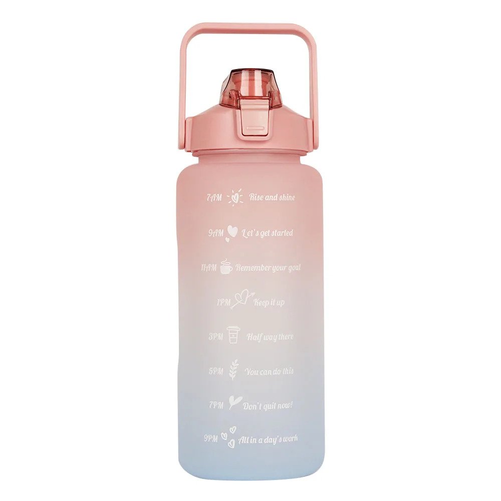 2000ml Motivational Water Bottle With Straw | 2L Gradient Color Drinking Water Bottle