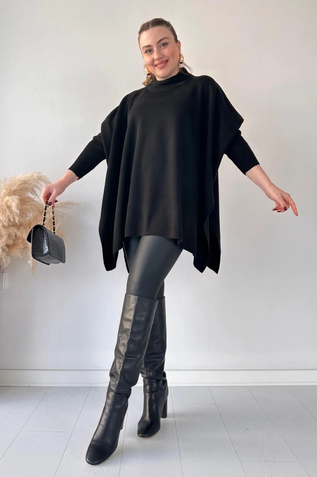 Plain Poncho Shawl Style Top Fleece Poncho For Women Winter