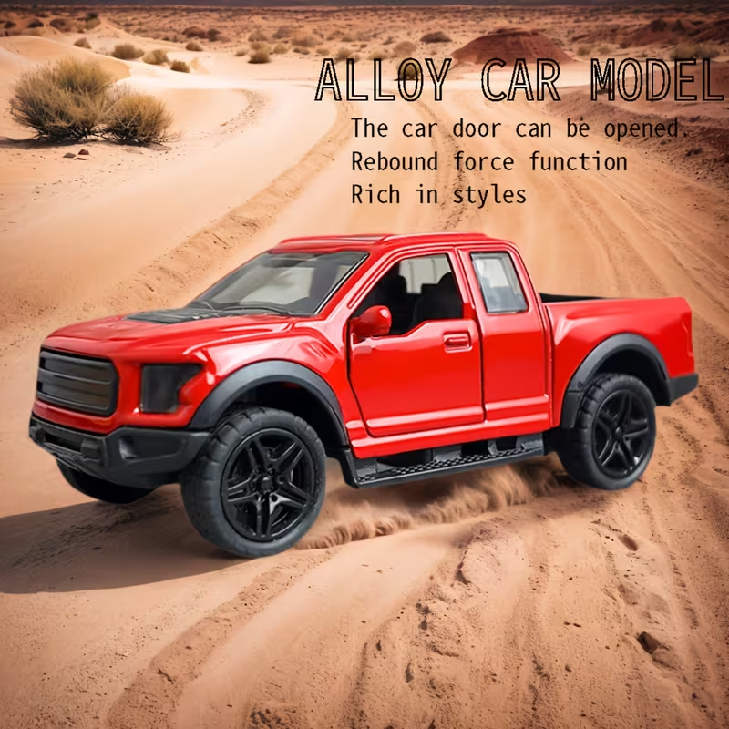 1:43 Scale Alloy Truck Model with Pull-Back Function - Durable Metal Construction, Classic Design in Red, Yellow, Black, White - Perfect for Collectors, , Birthday Gifts, Truck Accessories, Collectible Toy, Realistic Texture, Metallic