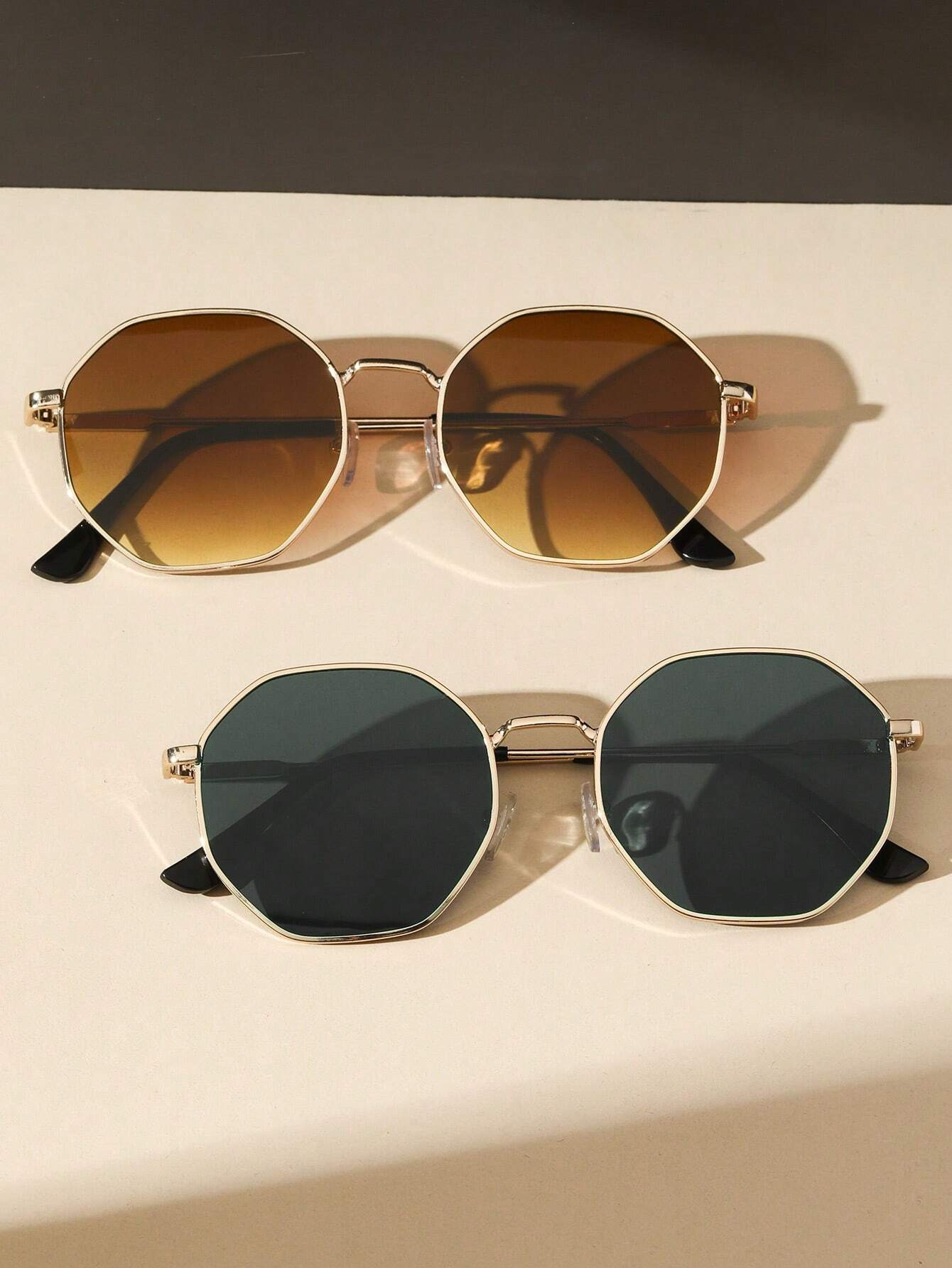 Bf2f.pk New Trendy Stylish Fashionable Metal Frame Hexagonal Sunglasses For Women Men - Retro Geometric Gradient Lens UV Protection Sun Glasses For Girls Men Boys - Metal Frame Octagon Sunglasses For Men Boys