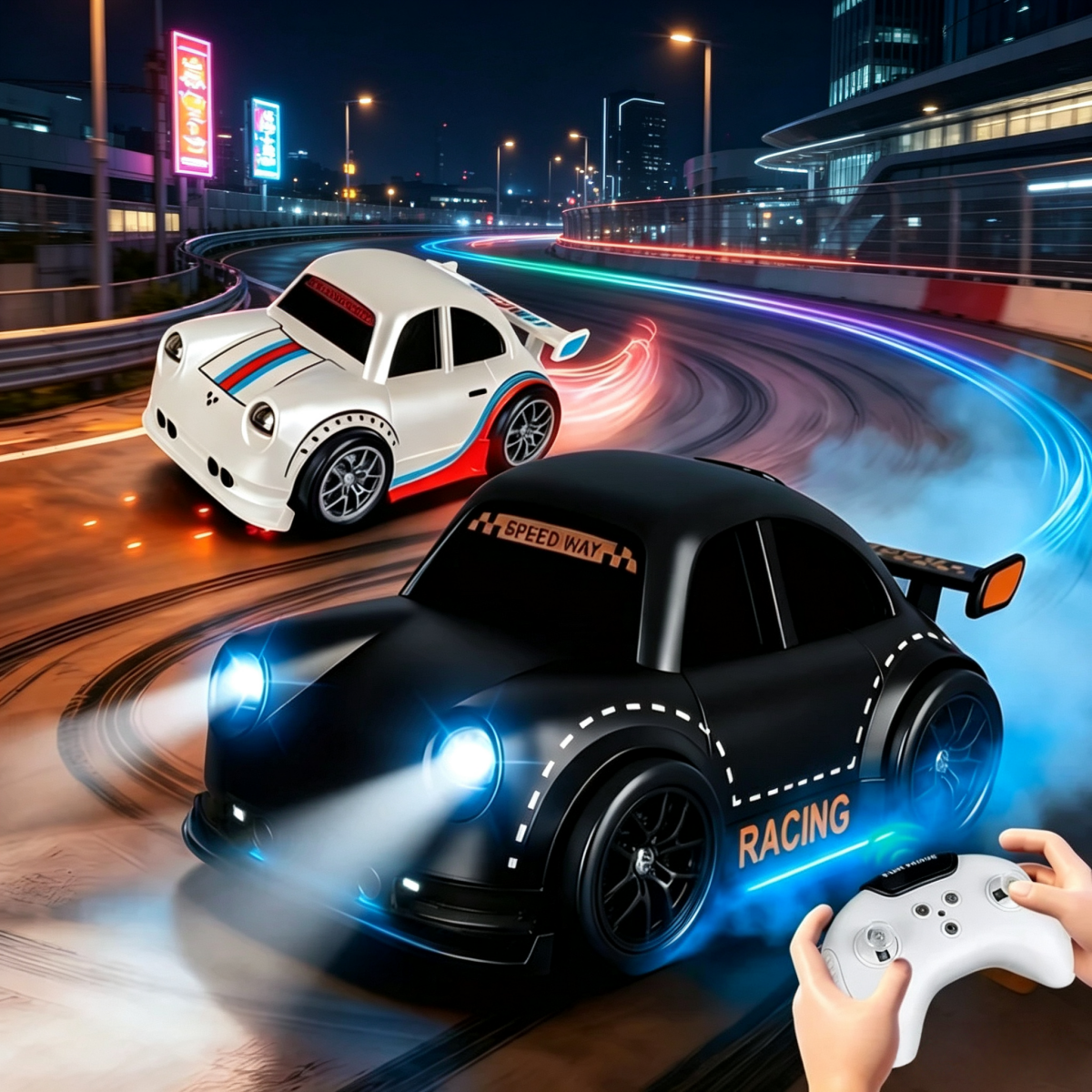 KIDDO KASTLE - New 2.4GHz Remote Control Drift Car | 2.4G Mini Smart Sensor RC Drift Car Dual Modes Toy | Rechargeable Mini 4X4 RC Car With Gesture Control, Remote Control Follow & Escape Modes One Key 360° DEMO Stunt With LED Lights Music Kids Gift