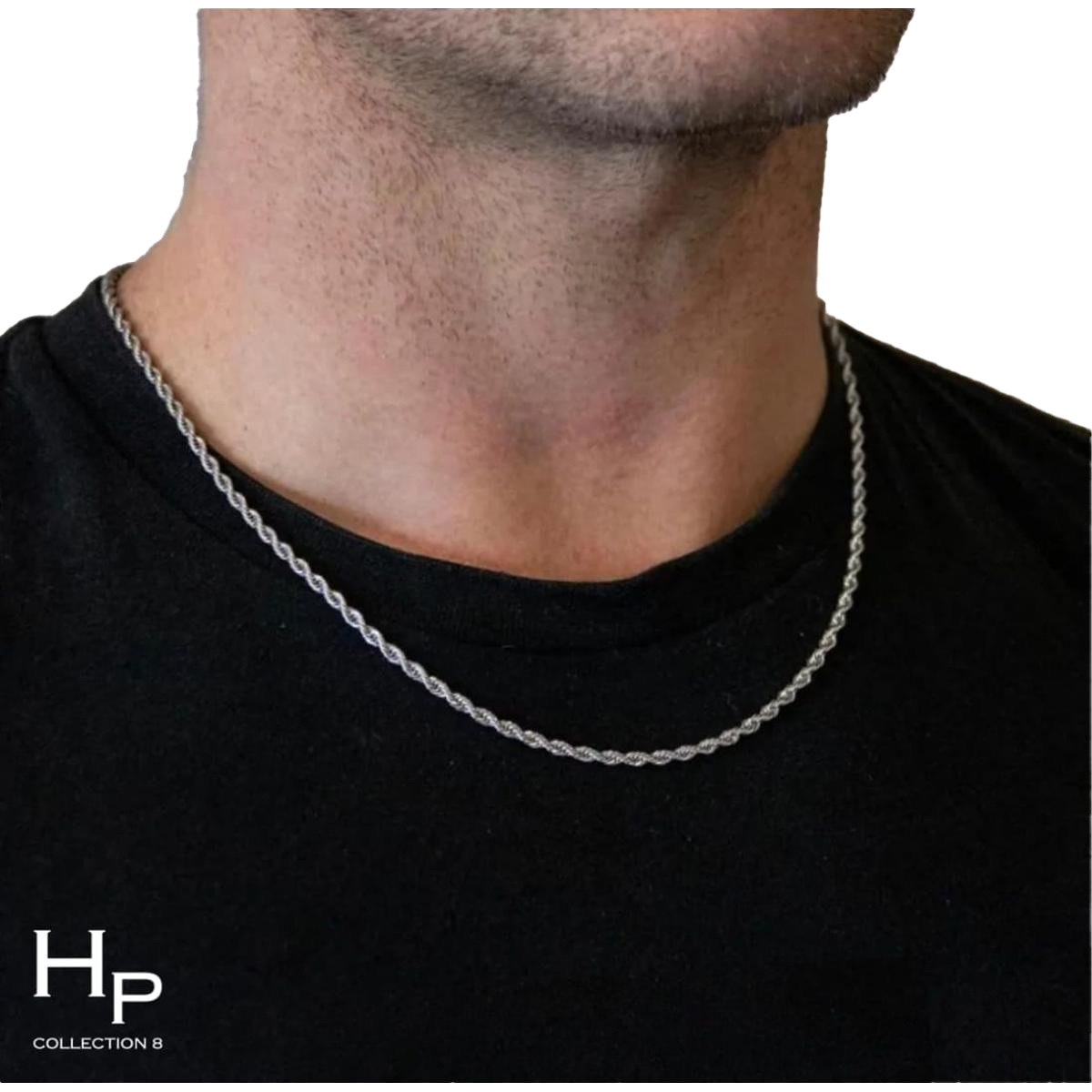 Italian Silver Rope Shaped Neck Chain For Men - High Quality
