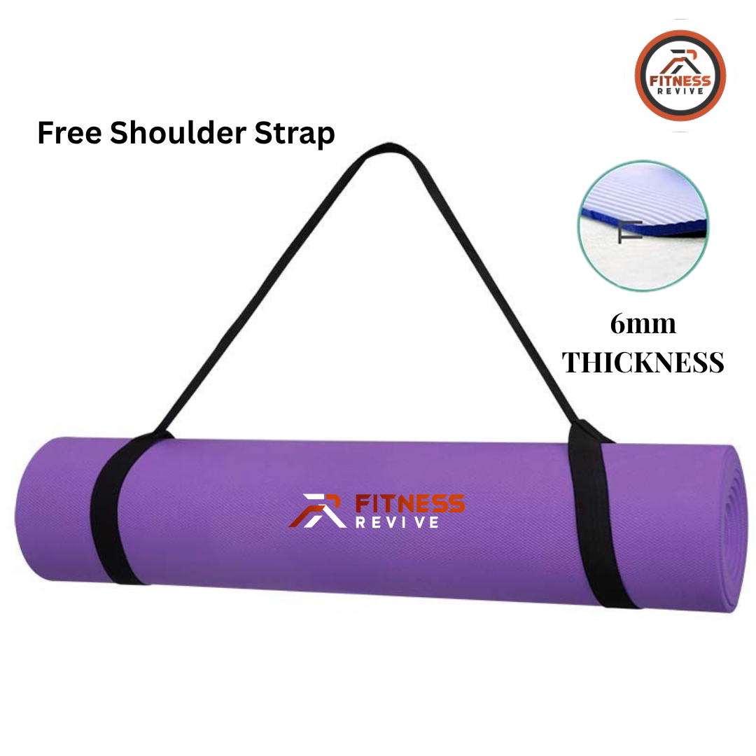 Yoga Mat 6mm – Anti-Slip High-Density EVA Exercise Mat for Men & Women | 72 x 24 Inches | Non-Toxic Gym Mat for Yoga, Pilates, Stretching & Home Workout | Lightweight with Carry Strap