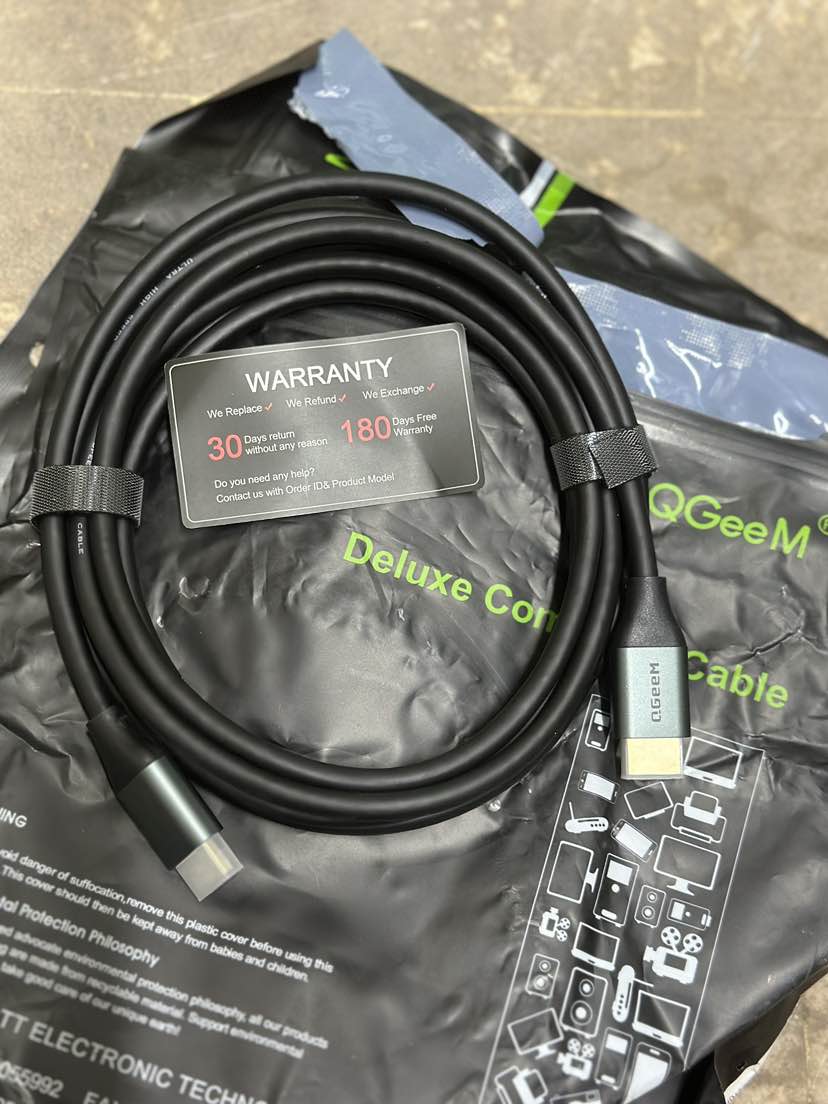 8k HDMI Cable QGEEM HDMI 2.1 8K@60HZ@4K@120HZ, 48GBPS HIGH-SPEED HDMI CORD,COMPATIBLE FOR PC HDTV PROJECTOR LARGE DISPLAY, MALE-TO-MALE 8k ultra HD Cable 6 ,10FT length
