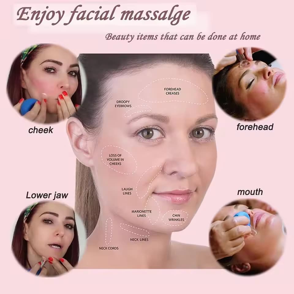 Silicone Face Massager Cupping Massage Cup For Body Face Neck Eye Massager Facial Care Vacuum Eye Skin Face Lifting Facial Cups Anti Wrinkle Cupping Therapy Beauty Tool