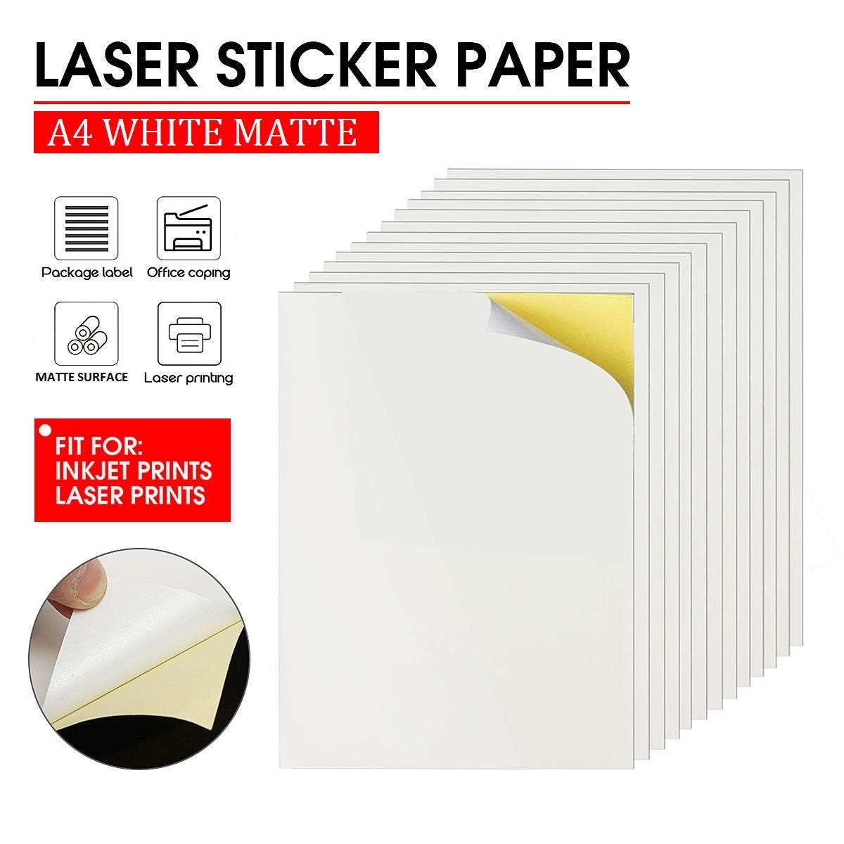 Sticker Sheets For Shipping Labels and Printing – Pack of 25 Sheets White  Matte, Printable: Inkjet or Laser Printer, Online Labels.