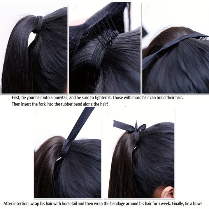 Women Hairpiece Long Straight Clip In Ponytail Pony Tail Hair Extension Wig