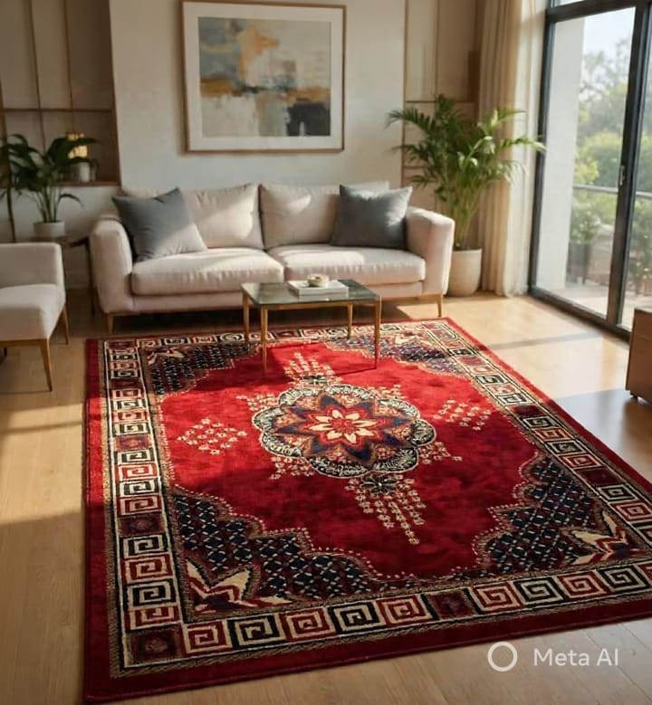 Traditional Red 9by6 feet Floral Medallion Area Rug | Classic Vintage Carpet