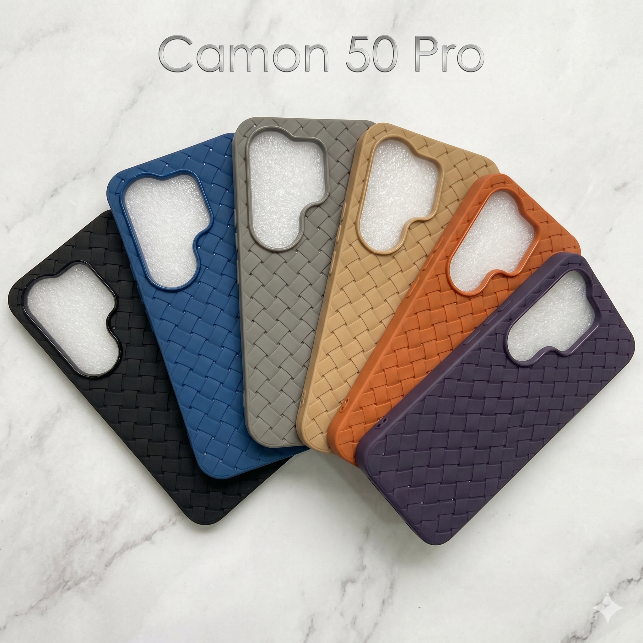Tecno Camon 50 Pro – Premium Woven Back Cover | Silicone Phone Case with Luxurious Weave Pattern