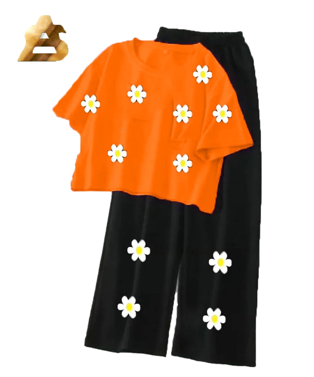 Palazzo Pants and Crop Top Set for Women  Summer High Quality Fabric Casual Short Sleeve Style Multiple Colors Available